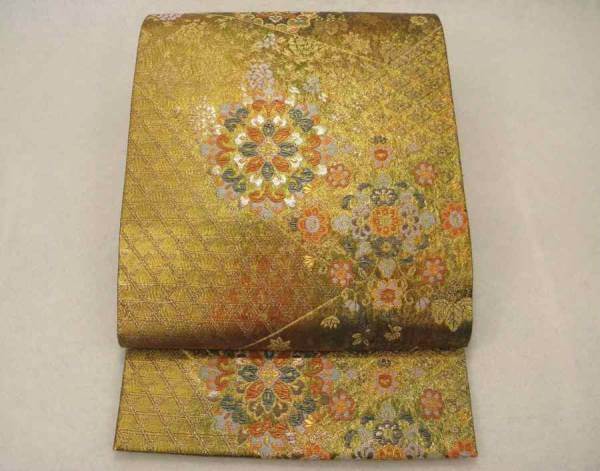2I10-0054。袋帯 未使用品 列取箔 刺繍 綾華文